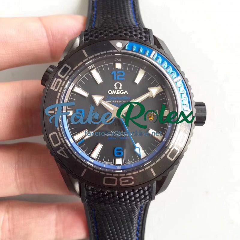 Replica Omega Seamaster Planet Ocean 600M  Deep Black In Blue GMT 215.92.46.22.01.002 JH PVD Black Dial Swiss 8906