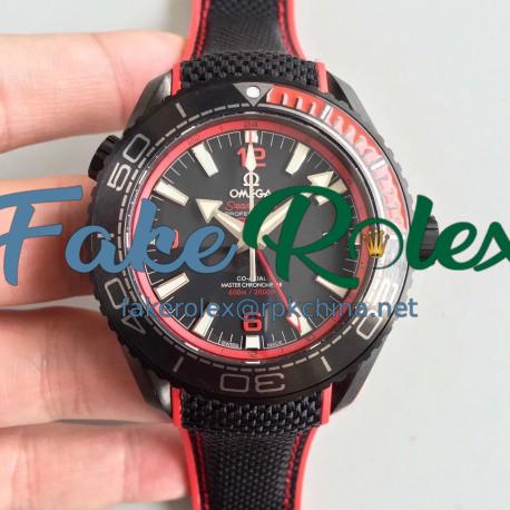 Replica Omega Seamaster Planet Ocean 600M Deep Black In Red GMT 215.92.46.22.01.003 JH PVD Black Dial Swiss 8906