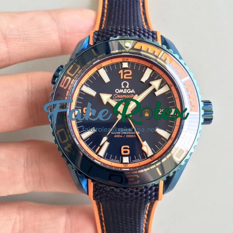 Replica Omega Seamaster Planet Ocean 600M Co-Axial GMT Big Blue 215.32.44.21.01.001 JH Blue PVD Blue Dial Swiss 8906