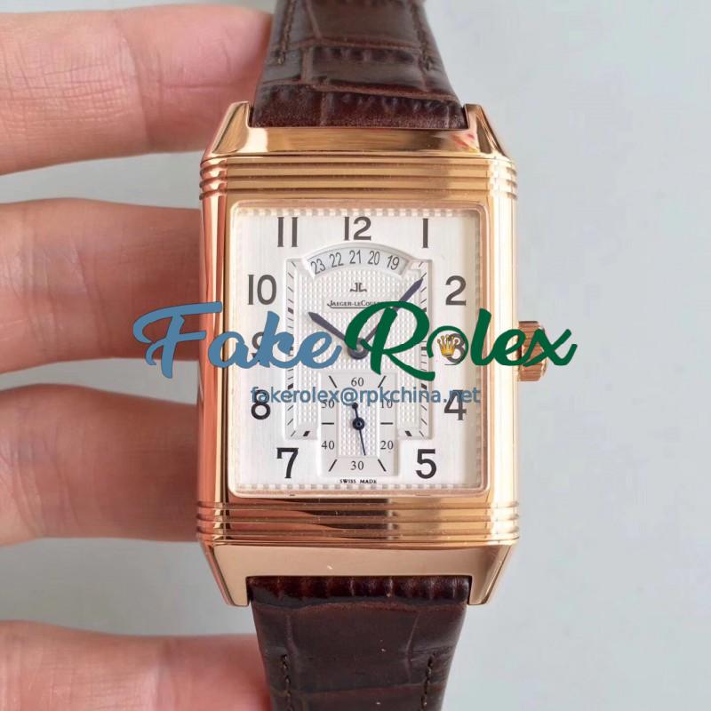 Replica Jaeger-LeCoultre Grande Reverso 986 Duodate Q3742420 N Rose Gold Silver Dial Swiss JLC 986