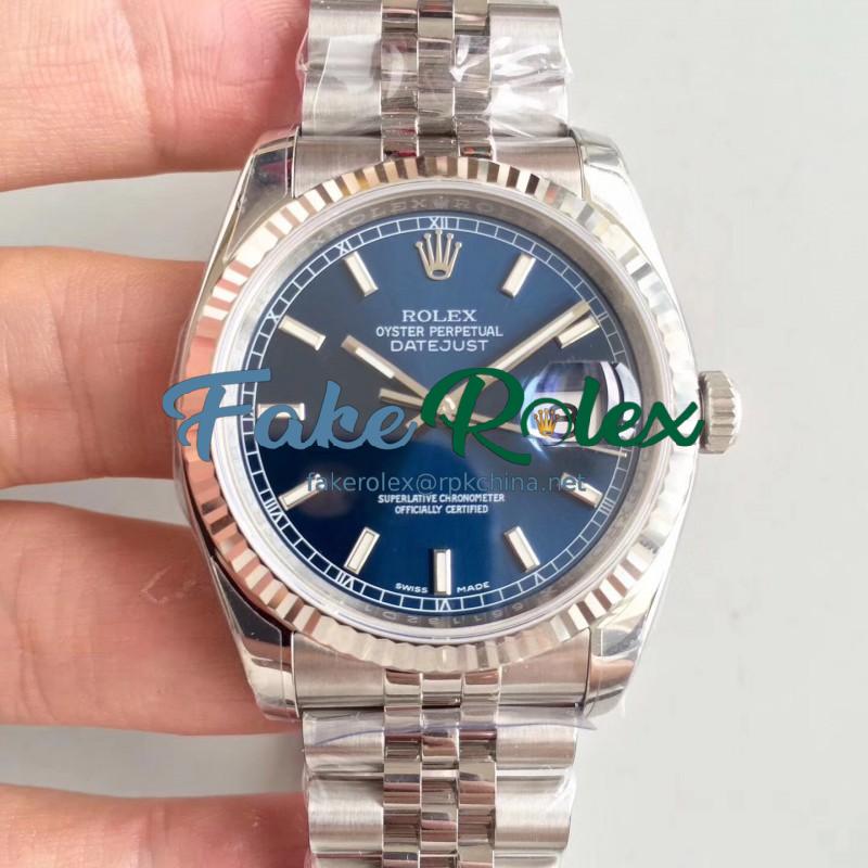 Replica Rolex Datejust 36MM 116234 AR Stainless Steel 904L Blue Dial Swiss 3135