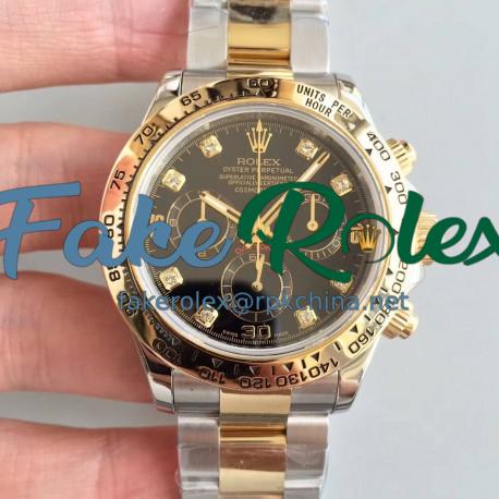 Replica Rolex Daytona Cosmograph 116503 3A 18K Yellow Gold & Stainless Steel 904L Black Dial Swiss 7750 Run 6@SEC