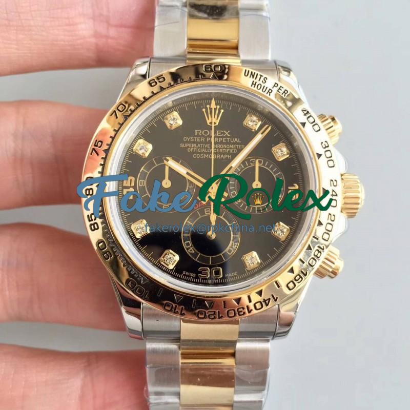 Replica Rolex Daytona Cosmograph 116503 3A 18K Yellow Gold & Stainless Steel 904L Black Dial Swiss 7750 Run 6@SEC