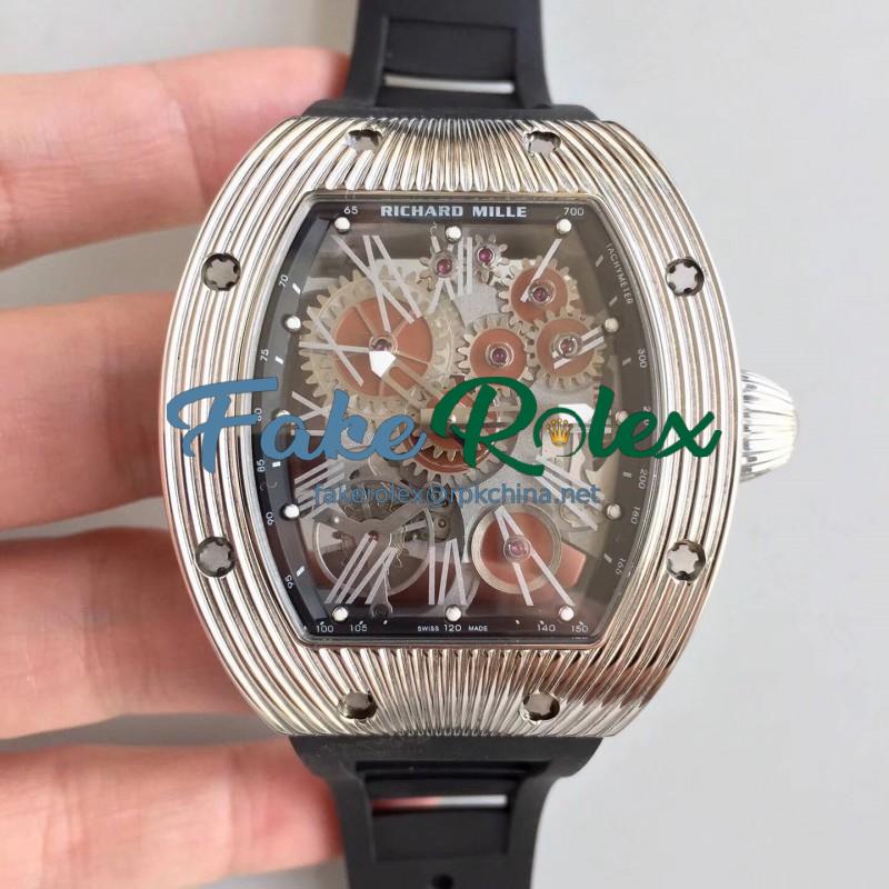 Replica Richard Mille RM018 Tourbillon Hommage A Boucheron N Stainless Steel Brown Skeleton Dial M6T51