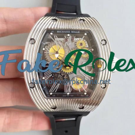 Replica Richard Mille RM018 Tourbillon Hommage A Boucheron N Stainless Steel Yellow Skeleton Dial M6T51