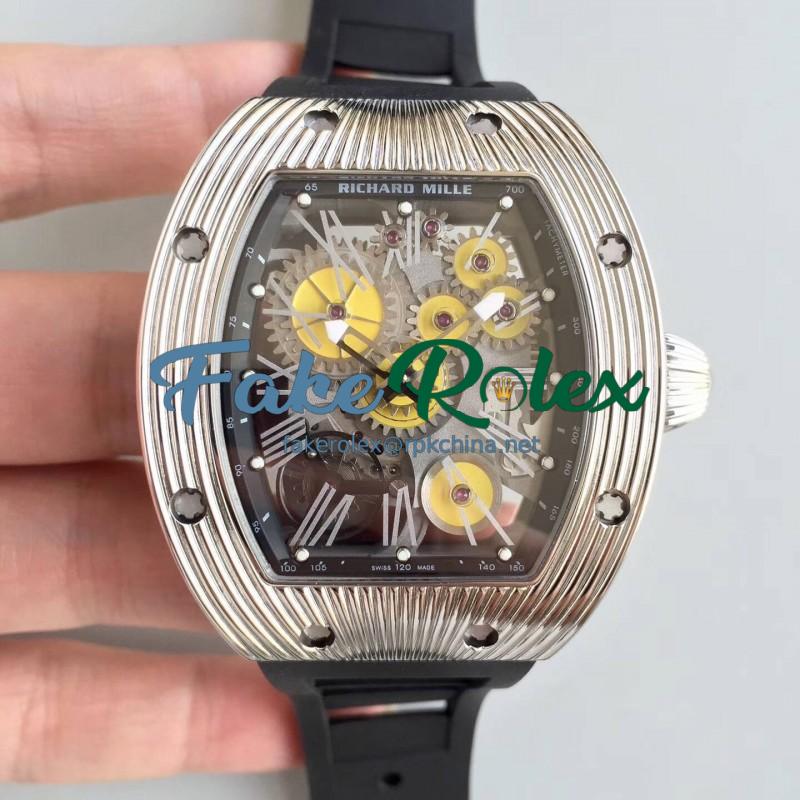 Replica Richard Mille RM018 Tourbillon Hommage A Boucheron N Stainless Steel Yellow Skeleton Dial M6T51