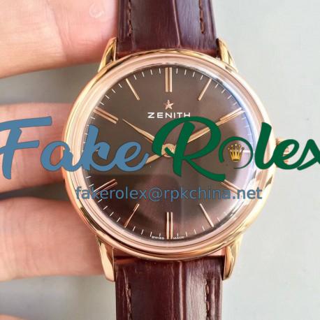 Replica Zenith Elite 6150 150TH Anniversary 18.2270.6150/01.C498 ND Rose Gold Chocolate Dial Swiss Elite 6150