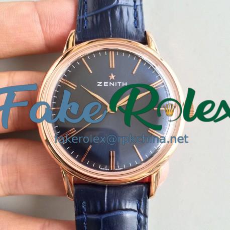 Replica Zenith Elite 6150 150TH Anniversary 18.2270.6150/01.C498 ND Rose Gold Blue Dial Swiss Elite 6150