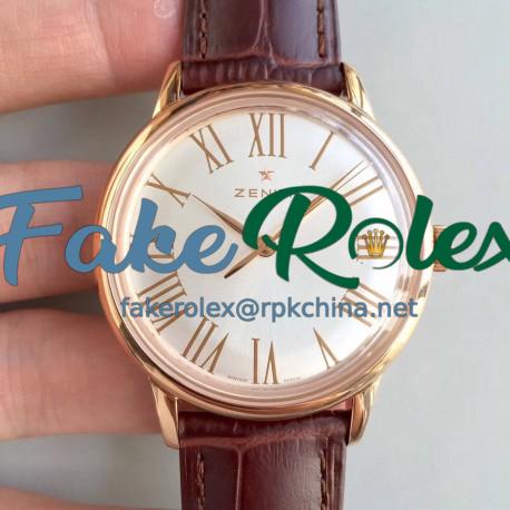 Replica Zenith Elite 6150 150TH Anniversary 18.2270.6150/01.C498 ND Rose Gold Silver Dial Swiss Elite 6150