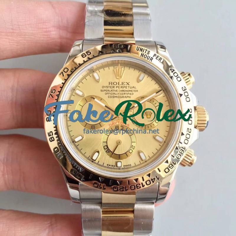 Replica Rolex Daytona Cosmograph 116503 3A 18K Yellow Gold Wrapped & Stainless Steel 904L Champagne Dial Swiss 7750 Run 6@SEC