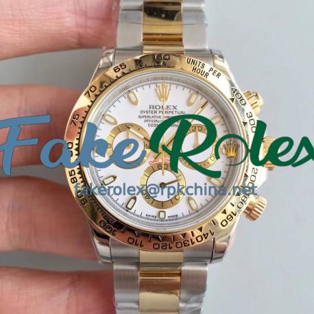 Replica Rolex Daytona Cosmograph 116503 3A 18K Yellow Gold Wrapped & Stainless Steel 904L White Dial Swiss 7750 Run 6@SEC