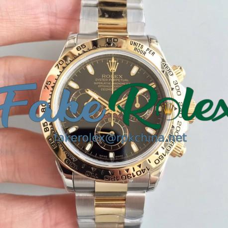 Replica Rolex Daytona Cosmograph 116503 3A 18K Yellow Gold Wrapped & Stainless Steel 904L Black Dial Swiss 7750 Run 6@SEC