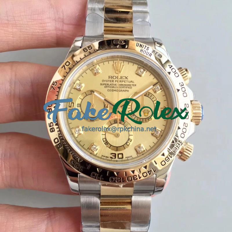 Replica Rolex Daytona Cosmograph 116503 3A 18K Yellow Gold Wrapped & Stainless Steel 904L Champagne Dial Swiss 7750 Run 6@SEC