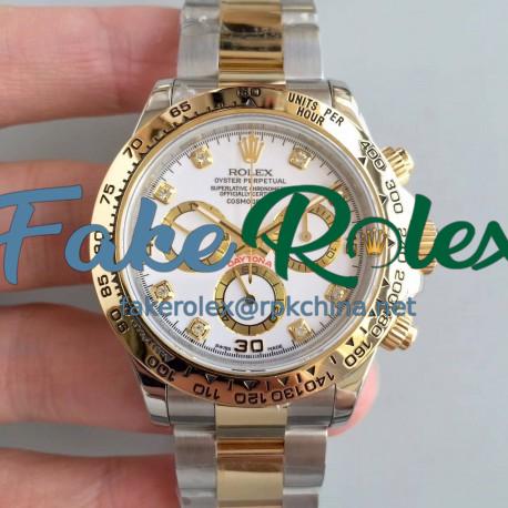 Replica Rolex Daytona Cosmograph 116503 3A 18K Yellow Gold Wrapped & Stainless Steel 904L White Dial Swiss 7750 Run 6@SEC