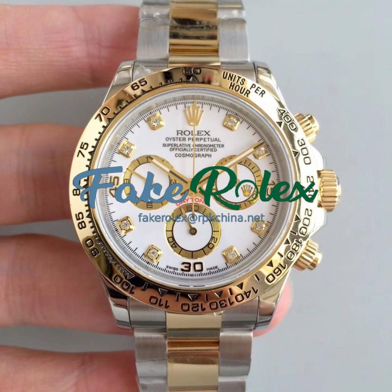 Replica Rolex Daytona Cosmograph 116503 3A 18K Yellow Gold Wrapped & Stainless Steel 904L White Dial Swiss 7750 Run 6@SEC