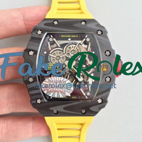 Replica Richard Mille RM35-02 Rafael Nadal KV Forged Carbon Black Skeleton Dial M8215