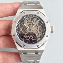 Replica Audemars Piguet Royal Oak Tourbillon Extra-Plate Squelette 26518 JF Stainless Steel Black Skeleton Dial Swiss 2924