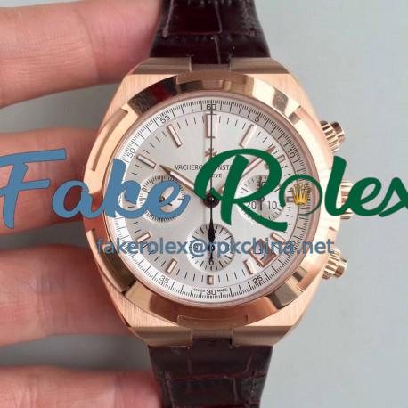 Replica Vacheron Constantin Overseas Chronograph 5500V/000R-B074 JF Rose Gold Silver Dial Swiss 7750