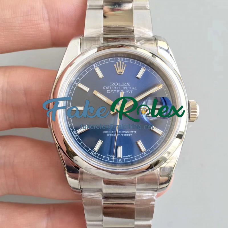 Replica Rolex Datejust 36MM 116200 AR Stainless Steel 904L Blue Dial Swiss 3135