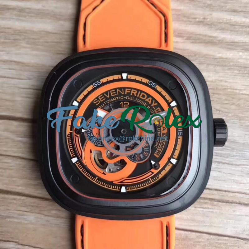 Replica SevenFriday P3/07 Kuka III N PVD Orange Dial Miyota 82S7