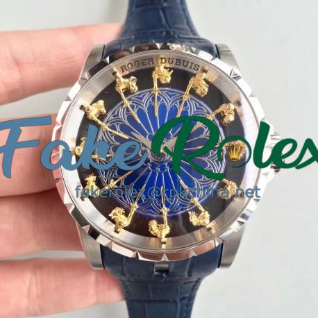 Replica Roger Dubuis Excalibur Knights Of The Round Table II RDDBEX0495 N Stainless Steel Blue Dial M6T15