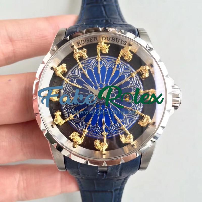 Replica Roger Dubuis Excalibur Knights Of The Round Table II RDDBEX0495 N Stainless Steel Blue Dial M6T15