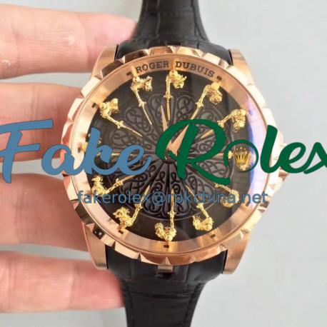 Replica Roger Dubuis Excalibur Knights Of The Round Table II RDDBEX0511 N Rose Gold Black Dial M6T15