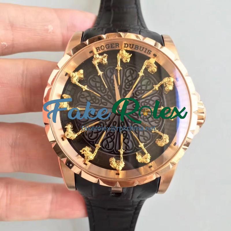 Replica Roger Dubuis Excalibur Knights Of The Round Table II RDDBEX0511 N Rose Gold Black Dial M6T15