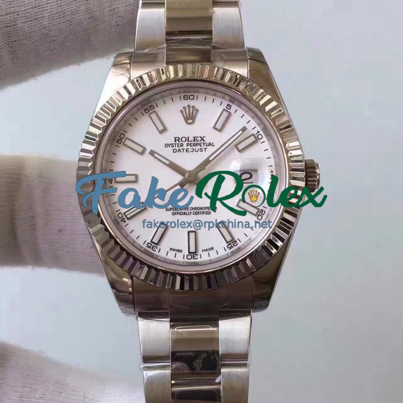 Replica Rolex Datejust II 116334 2018 41MM EW Stainless Steel White Dial Swiss 3136