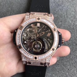 Replica Hublot Big Bang Tourbillon N Rose Gold & Diamond Skeleton Dial Swiss Tourbillon