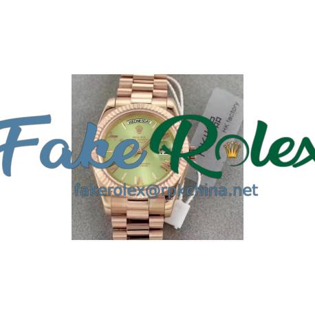 Replica Rolex Day-Date 40 228235 40MM HK Rose Gold Green Dial Swiss 3255