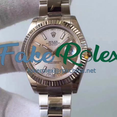 Replica Rolex Datejust II 116334 2018 41MM EW Stainless Steel Rhodium Dial Swiss 3136