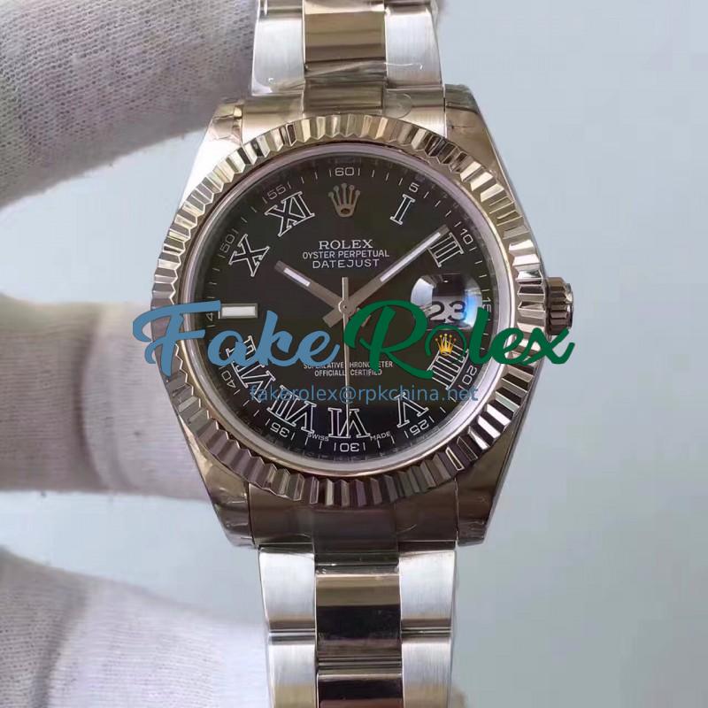 Replica Rolex Datejust II 116334 2018 41MM EW Stainless Steel Black Dial Swiss 3136