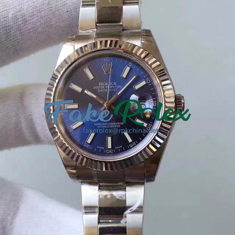 Replica Rolex Datejust II 116334 2018 41MM EW Stainless Steel Blue Dial Swiss 3136