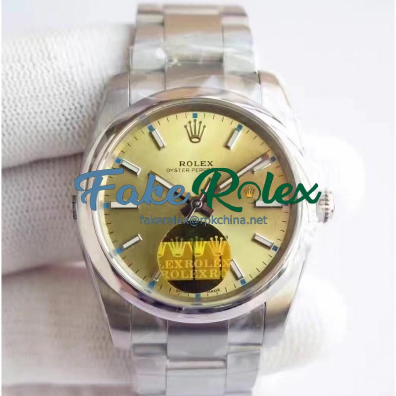 Replica Rolex Oyster Perpetual 39 114300 2018 UB Stainless Steel Champagne Dial Swiss 2836-2