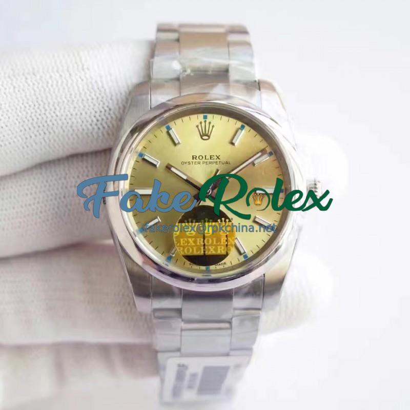 Replica Rolex Oyster Perpetual 34 114300 2018 UB Stainless Steel Champagne Dial Swiss 2836-2