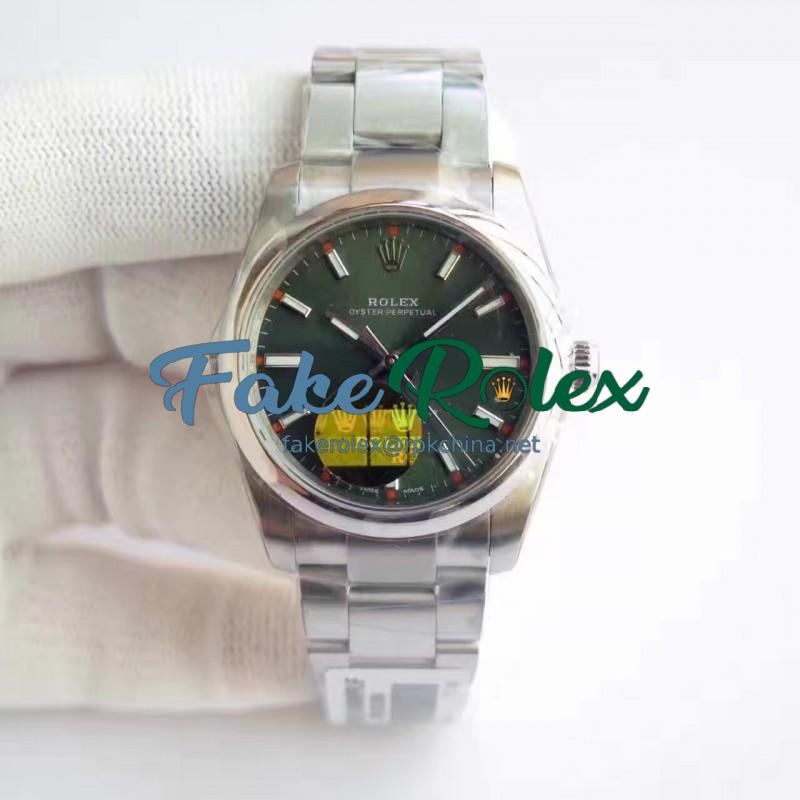 Replica Rolex Oyster Perpetual 34 114300 2018 UB Stainless Steel Green Dial Swiss 2836-2