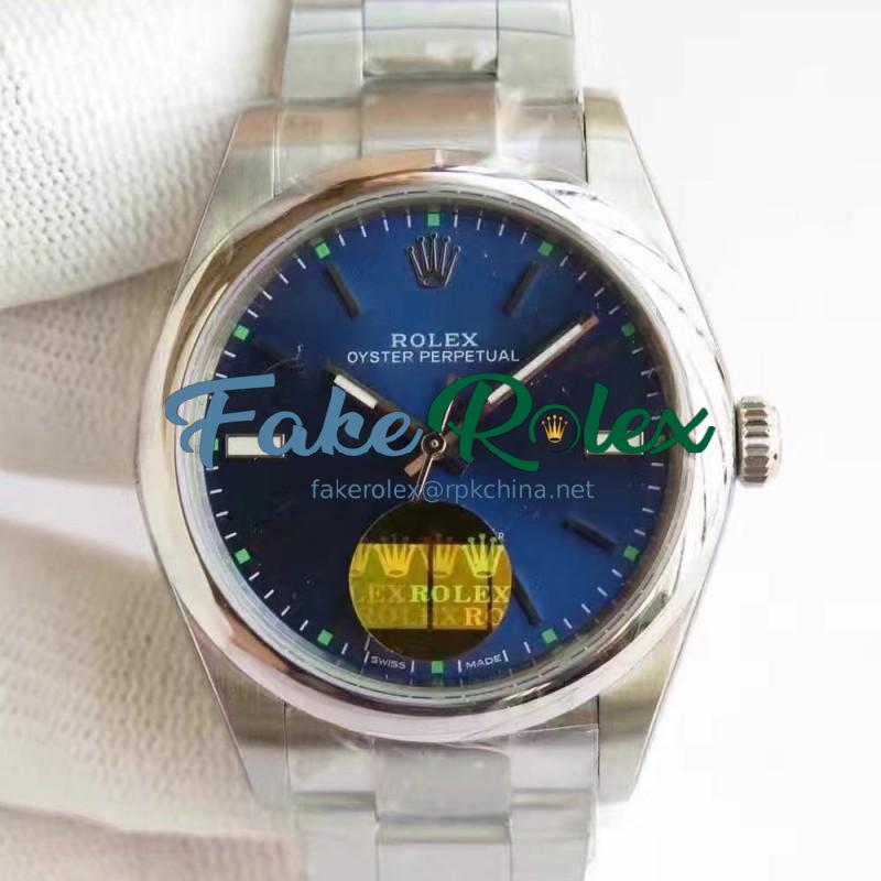 Replica Rolex Oyster Perpetual 39 114300 2018 UB Stainless Steel Blue Dial Swiss 2836-2