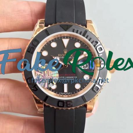 Replica Rolex Yacht-Master 40 116655 2018 JF Rose Gold Black Dial Swiss 2836-2