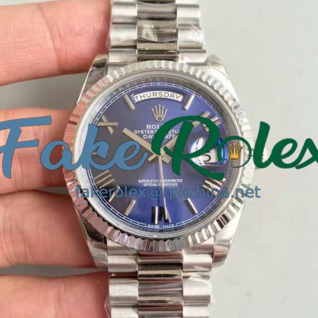 Replica Rolex Day-Date 40 228239 2018 EW Stainless Steel Blue Dial Swiss 3255