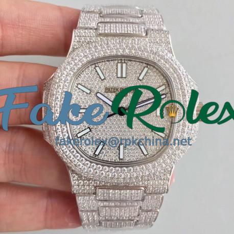 Replica Patek Philippe Nautilus Jumbo 5719/10G-010 2018 N Stainless Steel & Diamonds Diamond Dial Swiss 324SC