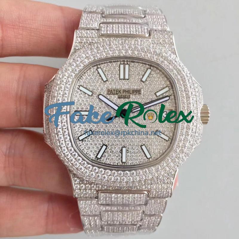 Replica Patek Philippe Nautilus Jumbo 5719/10G-010 2018 N Stainless Steel & Diamonds Diamond Dial Swiss 324SC