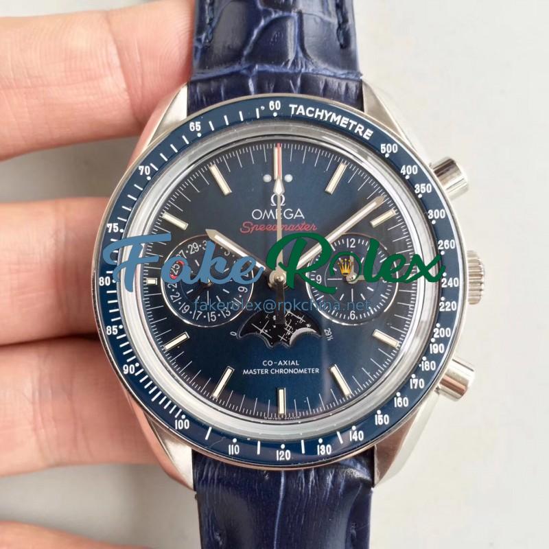 Replica Omega Speedmaster Moonwatch Moonphase Chronograph 304.33.44.52.03.001 BF Stainless Steel Blue Dial Swiss 9300