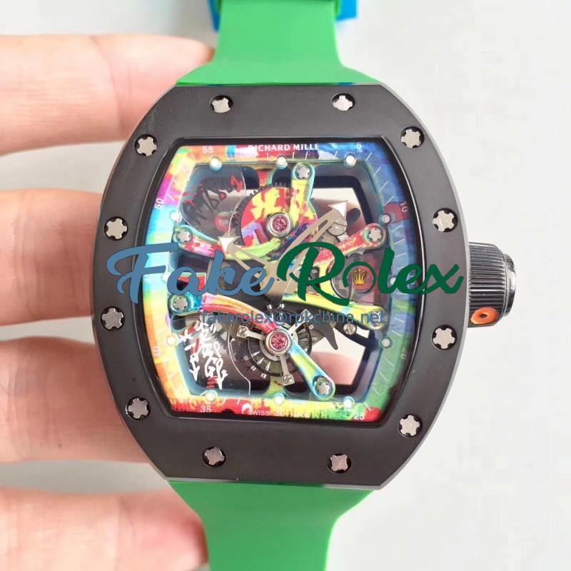 Replica Richard Mille RM068-01 Tourbillon Kongo KV Ceramic Multicolored Skeleton Dial M8215