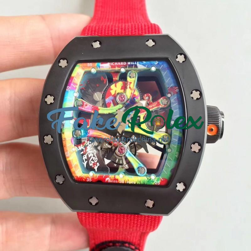 Replica Richard Mille RM068-01 Tourbillon Kongo KV Ceramic Multicolored Skeleton Dial M8215