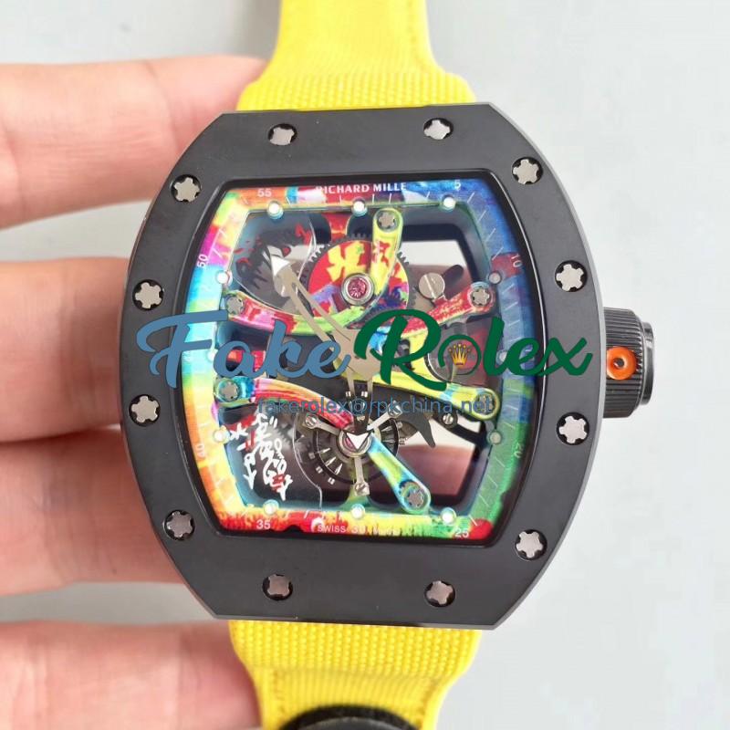 Replica Richard Mille RM068-01 Tourbillon Kongo KV Ceramic Multicolored Skeleton Dial M8215