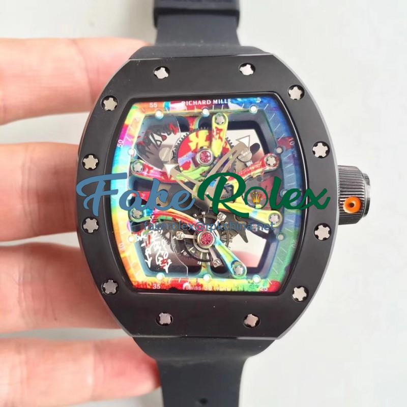 Replica Richard Mille RM068-01 Tourbillon Kongo KV Ceramic Multicolored Skeleton Dial M8215