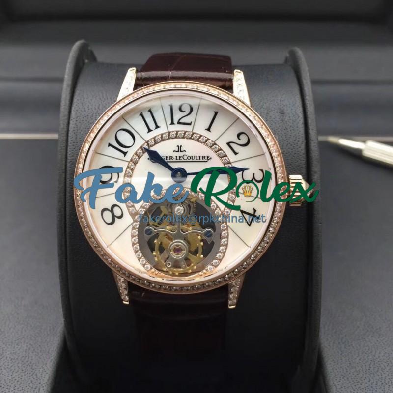 Replica Jaeger-LeCoultre Rendez-Vous Tourbillon 3412405 N Rose Gold & Diamonds Mother Of Pearl Dial Swiss Tourbillon