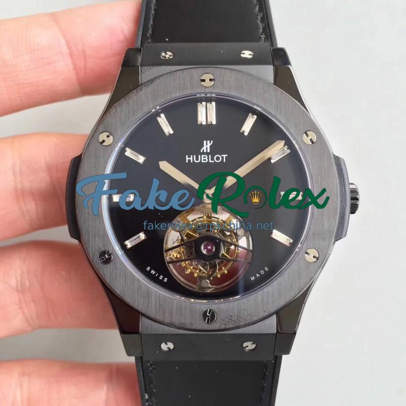 Replica Hublot Classic Fusion Tourbillon Night Out 505.CS.1270.VR TF PVD Black Dial Swiss HUB6011