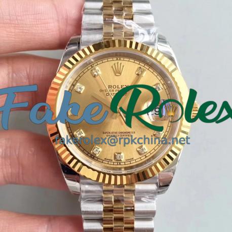 Replica Rolex Datejust II 116333 41MM EW Stainless Steel & Yellow Gold Champagne Dial Swiss 3235